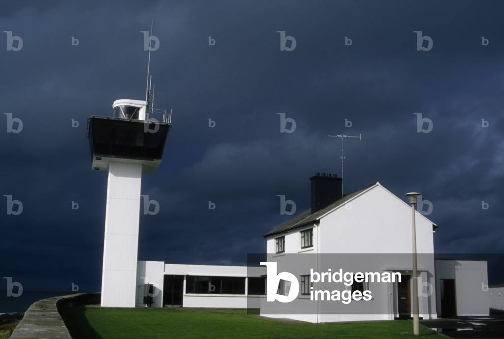 Ferris Point Lighthouse, Larne, Co Antrim, Ireland; Overcast Sky Behind A Lighthouse (photo)