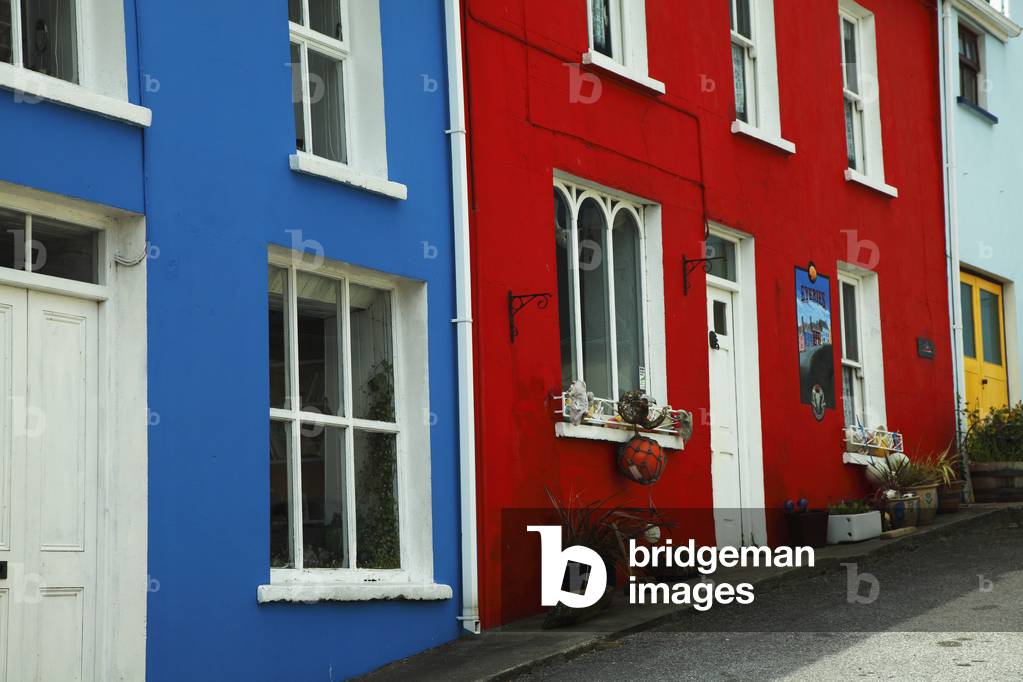 Bright colourful houses; Eyeries, County Cork, Ireland (photo)