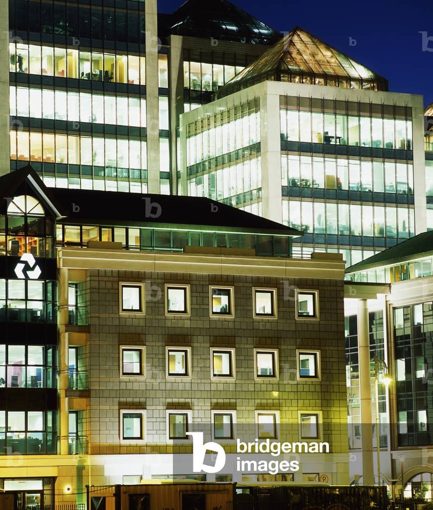 Dublin, Ireland; Office Buildings Illuminated (photo)