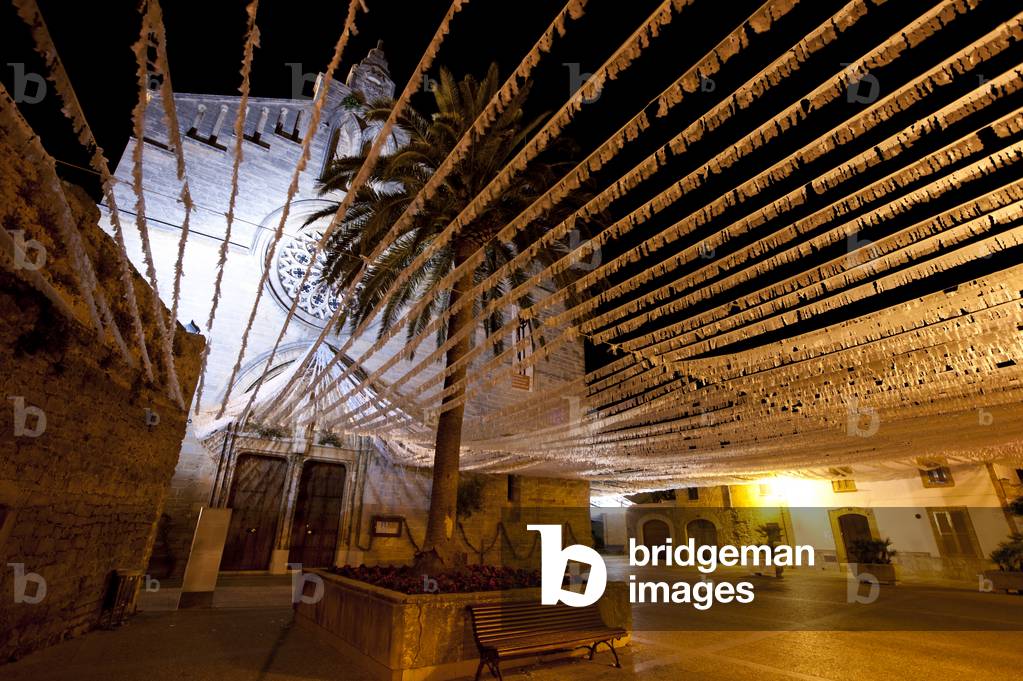 Sant Jaume's Church at Night, Alcudia, Mallorca, Balearic Islands, Spain (photo)