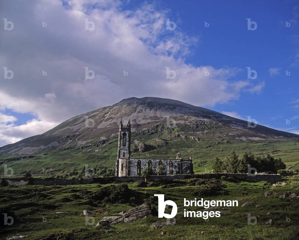Church In Front Of A Mountain, Gweedore, County Donegal, Republic Of Ireland (photo)