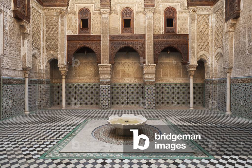 Morocco, Courtyard of Medersa el Attarin in medina, Fez (photo)