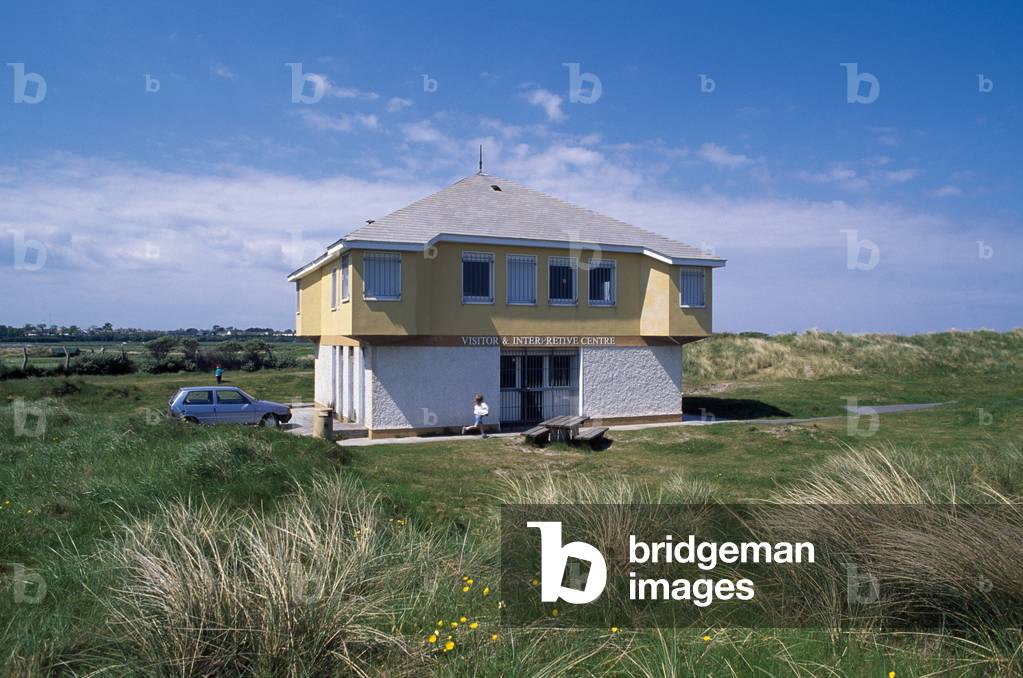 Bull Island,Co Dublin,Ireland;Children Running Around A Visitor Center (photo)