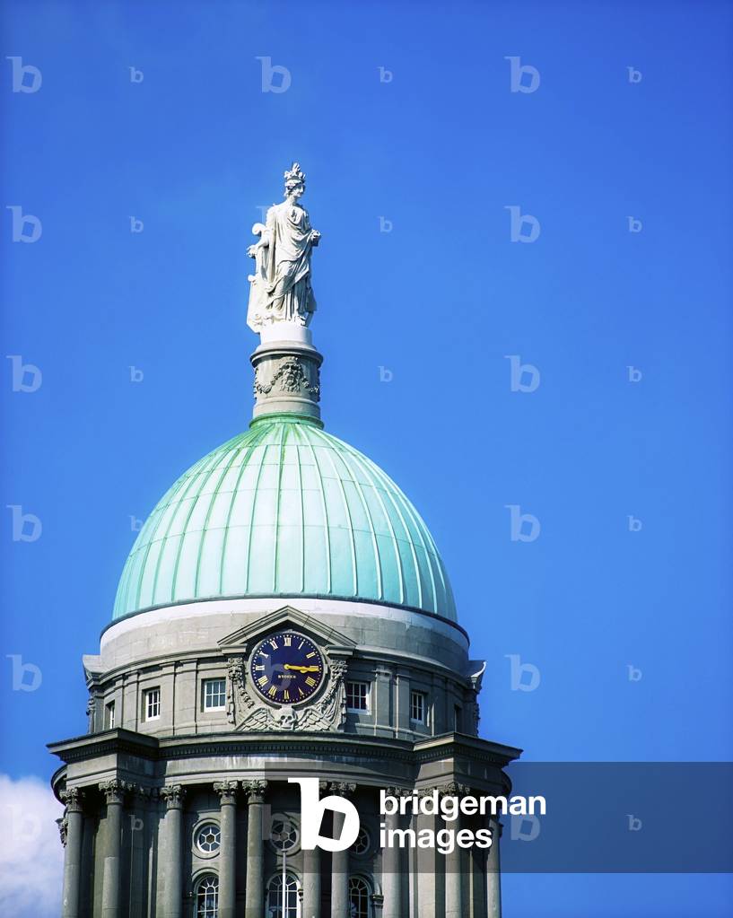Detail Of Dome And The Statue Of Commerce, Custom House, Dublin, Ireland (photo)
