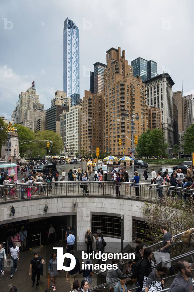 Pedestrians on steps and in a plaza, New York City, New York, USA (photo)