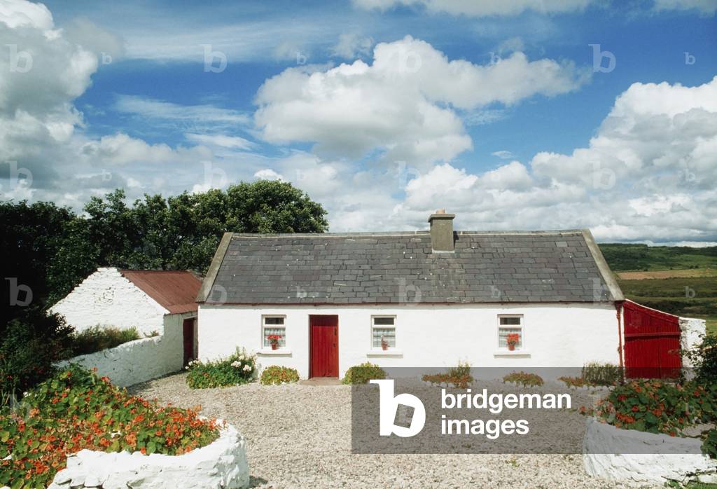 Near Letterfrack, Co Galway, Ireland; Traditional Thatched Cottage (photo)