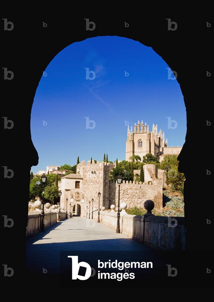Church of San Juan De Los Reyes viewed Along Puente De San Martin, Toledo, Spain (photo)