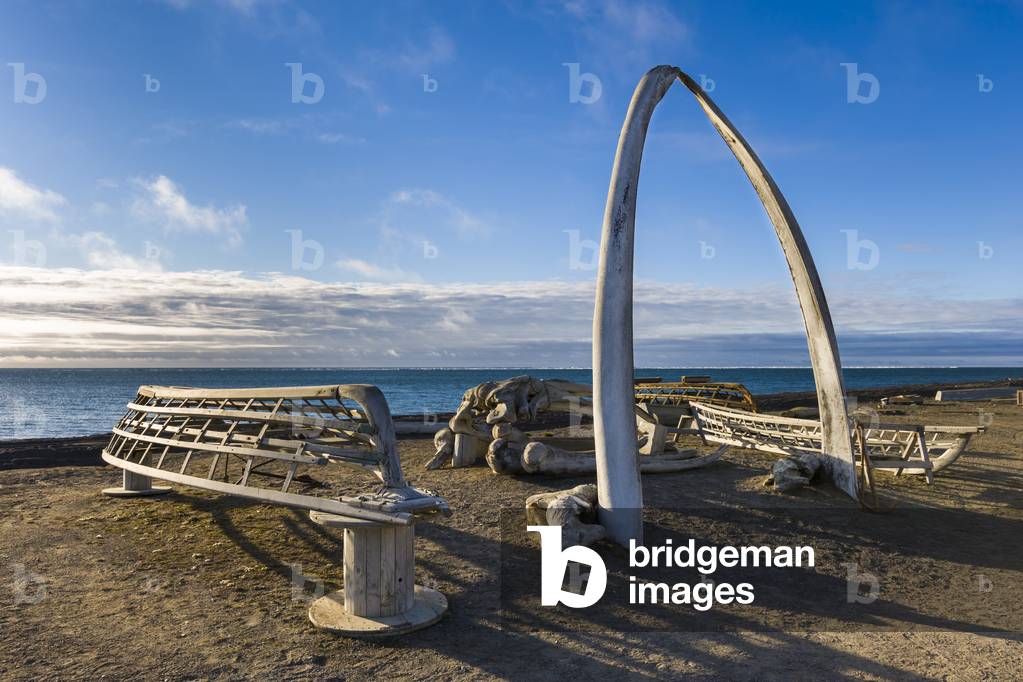 Bowhead Whale Jaw Bone Arch With Wooden Umiak Frames (Whale Hunting Boats) At Barrow, Alaska (photo)