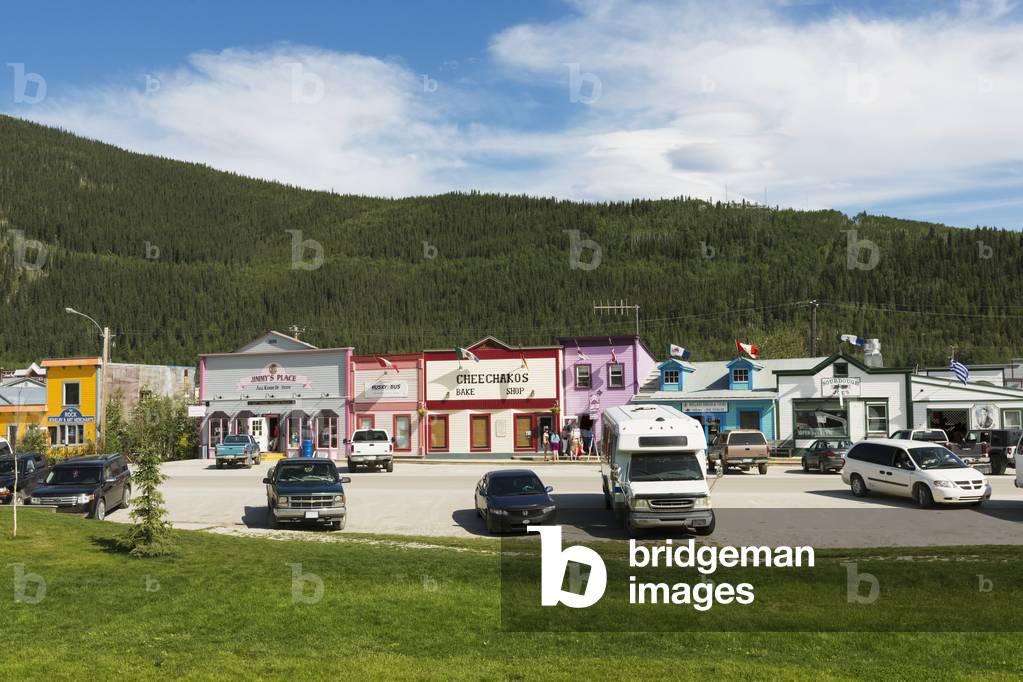 Stores along Front Street in Historic Dawson City, Yukon, Canada, Summer (photo)