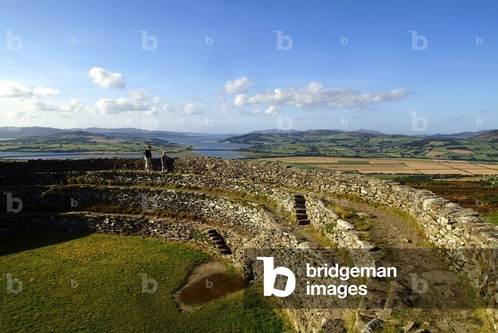 High Angle View Of Fortified Wall Of A Fort On A Hill, Grianan Ailigh, County Donegal, Republic Of Ireland (photo)