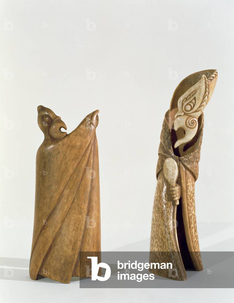 (LtoR) Speaker; Warrior from the 'Cloak' series (beef bone)