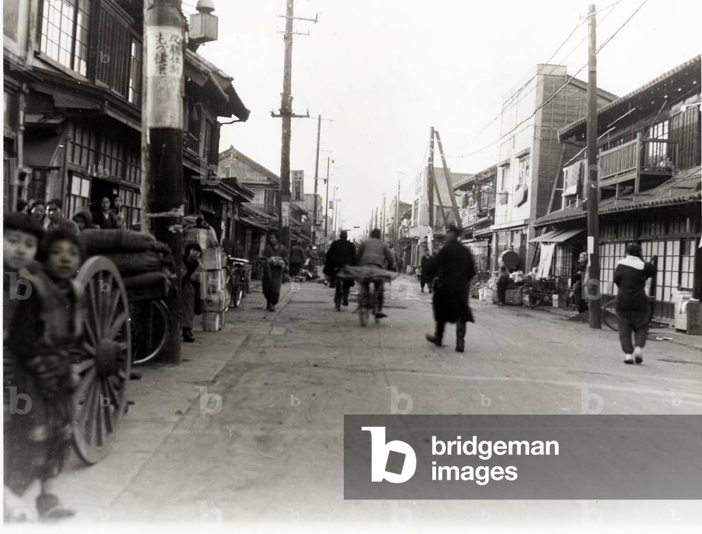 Occupied Japan, 1945 after the surrender.Tokyo street scene
