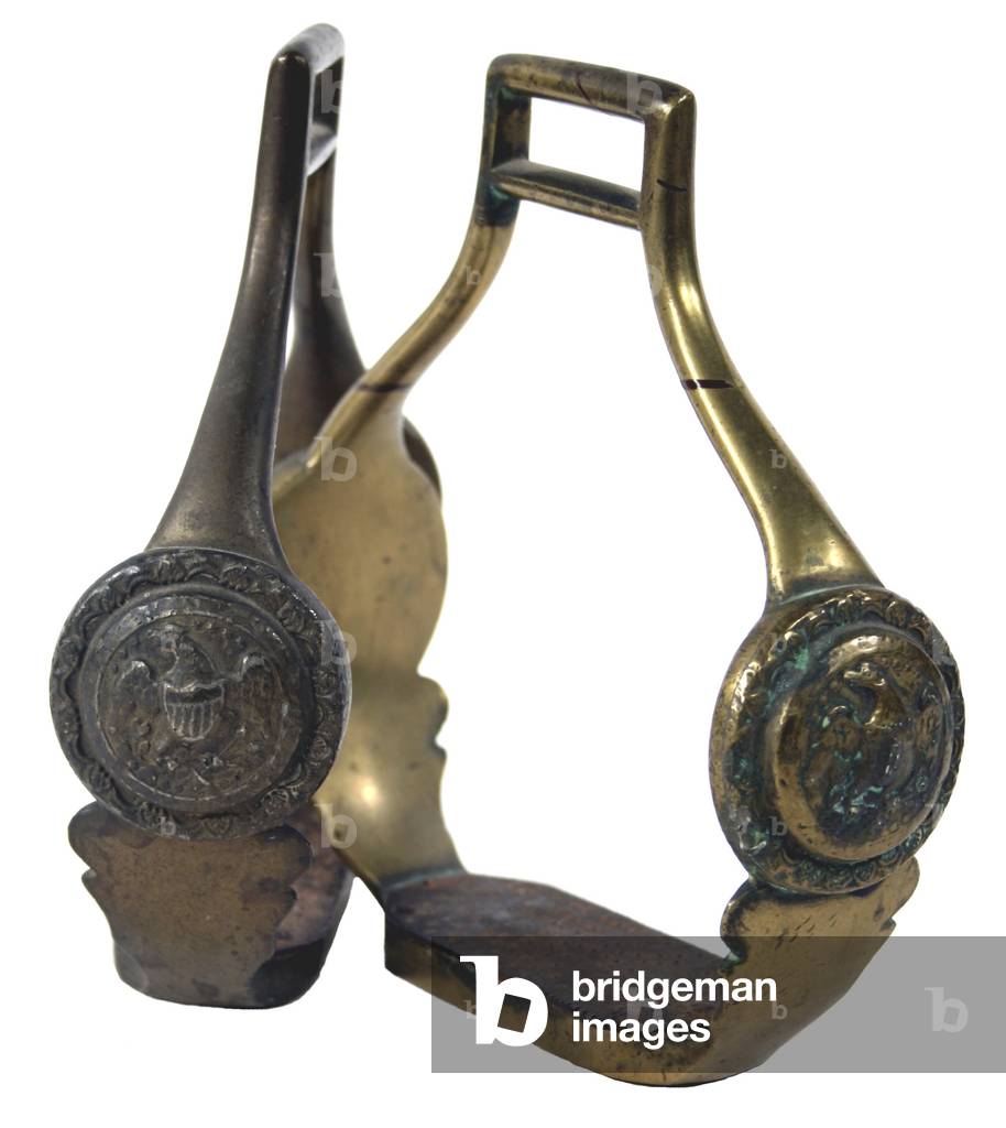 Brass officers stirrups decorated with eagles