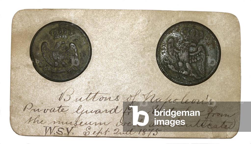 France, Buttons of the Imperial Guard found on the Waterloo battlefield in 1875