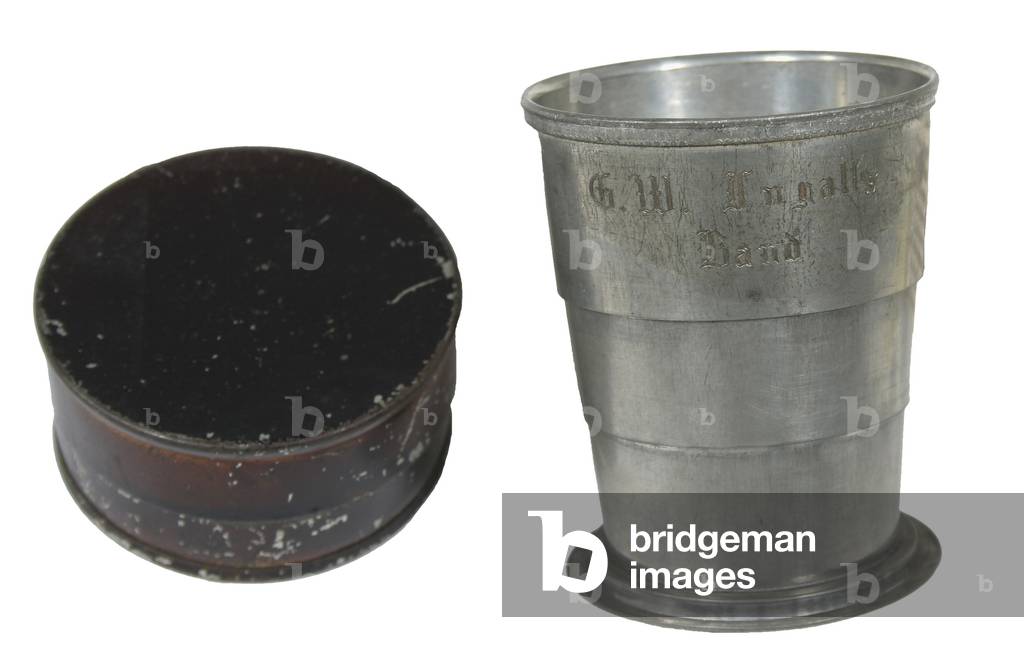 Folding drinking cup with case used by Bandmaster G W Ingalls