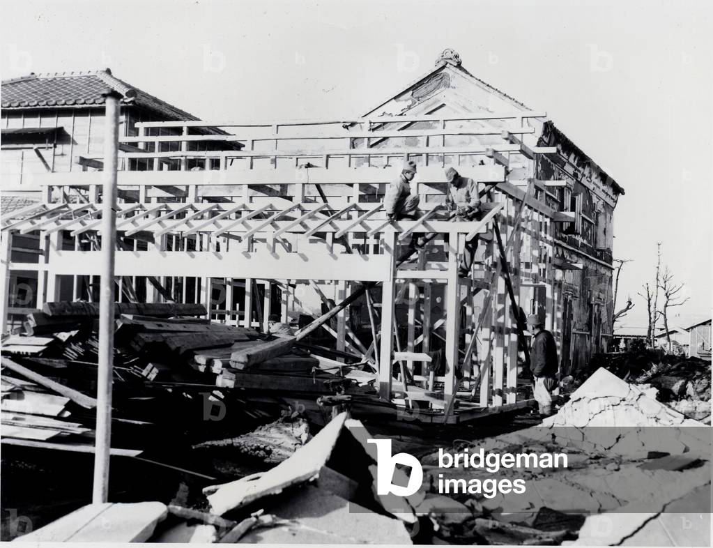 Occupied Japan, 1945 after the surrender.Reconstruction in Tokyo