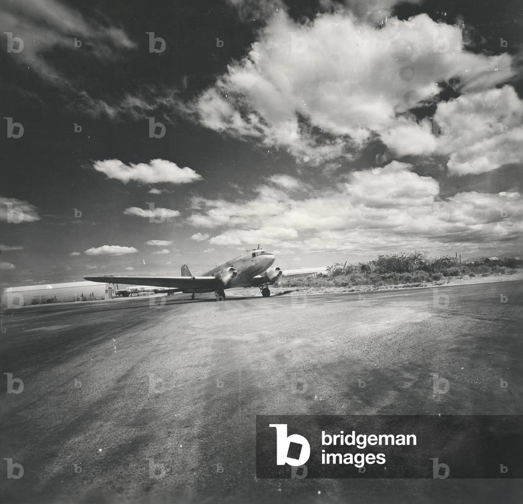 Pacific Theater,C-47 warming up, Jan. 1946 Manila - Clark Field