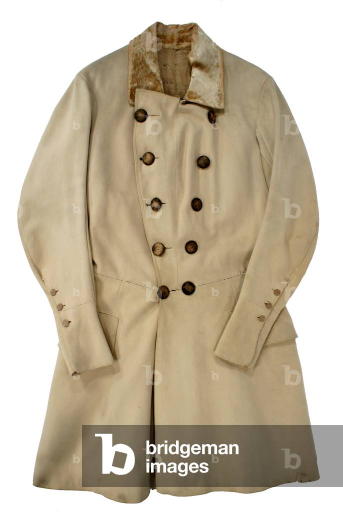 American man's drab colored top coat from about 1830