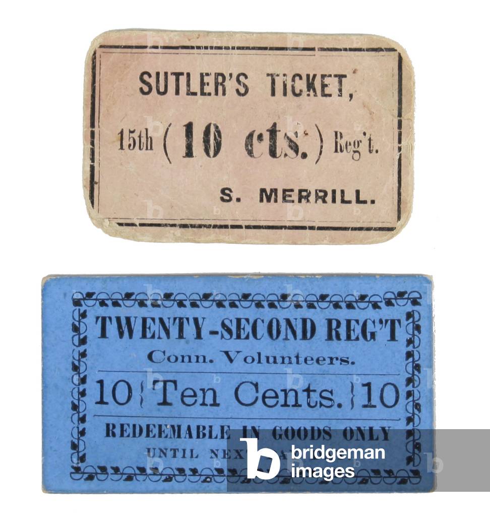 Two Civil War Sutler's Chits (camp money)