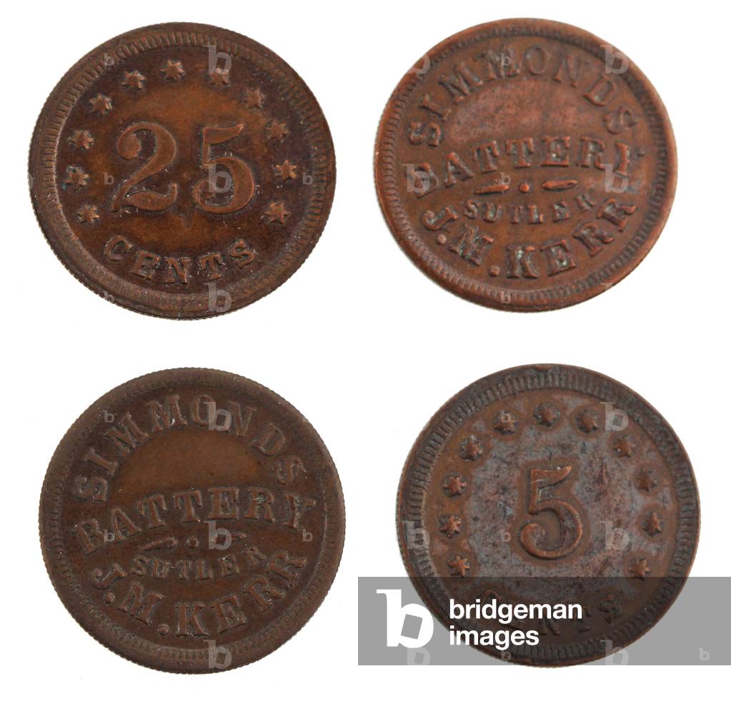 Union Army, Sutler's Tokens of Simmonds 1st Kentucky Light Artillery
