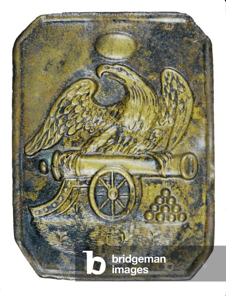 United States, U. S. Regt. of Artillery die struck brass hat plate