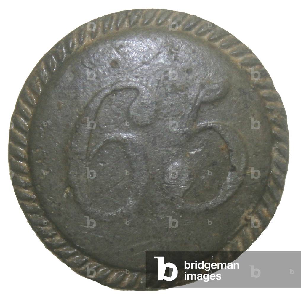 British Army: Enlisted man's button of the 65th Regiment of Foot .