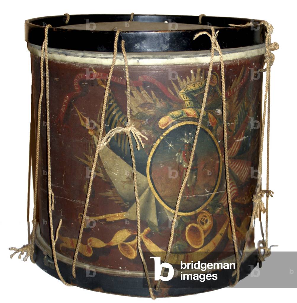 Painted wooden drum of the Boston City Guards circa 1824