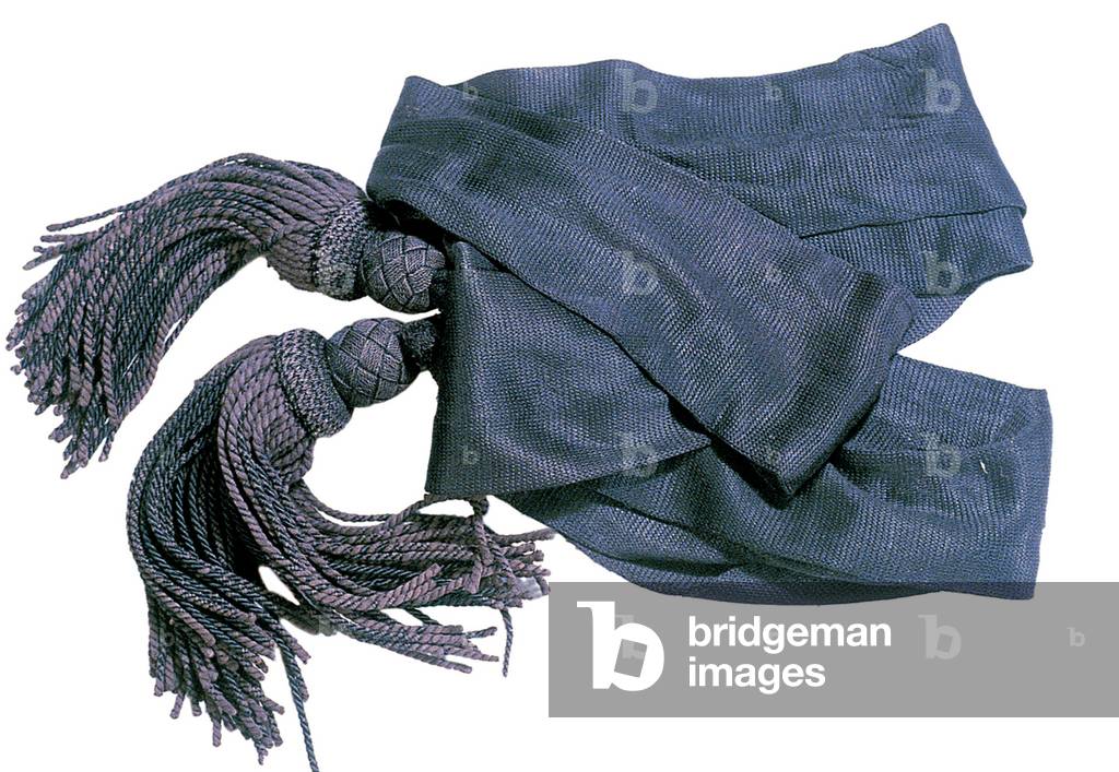 US Regulation Army Chaplain's blue silk sash. Connecticut Museum of History