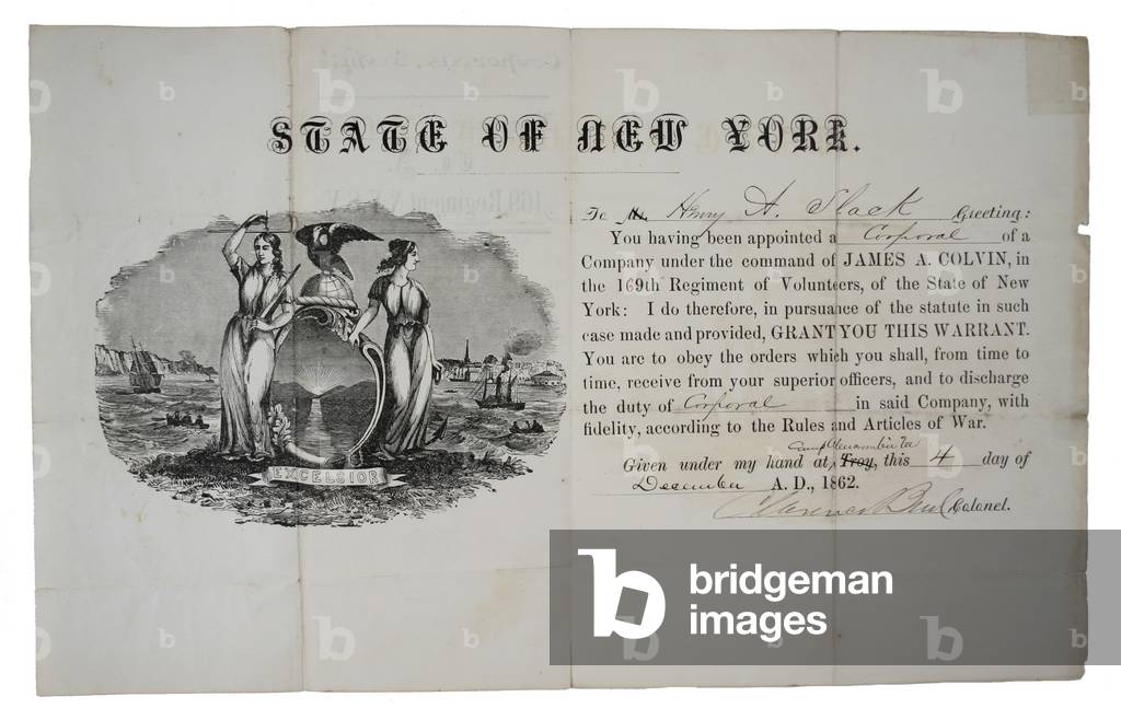 Corporal's Commission for Henry Slack ,169th New York Volunteers