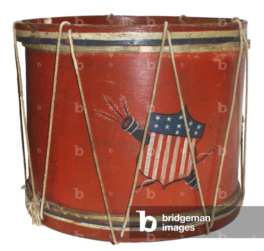 United states, Civil War, patriotic painted child's wooden toy drum