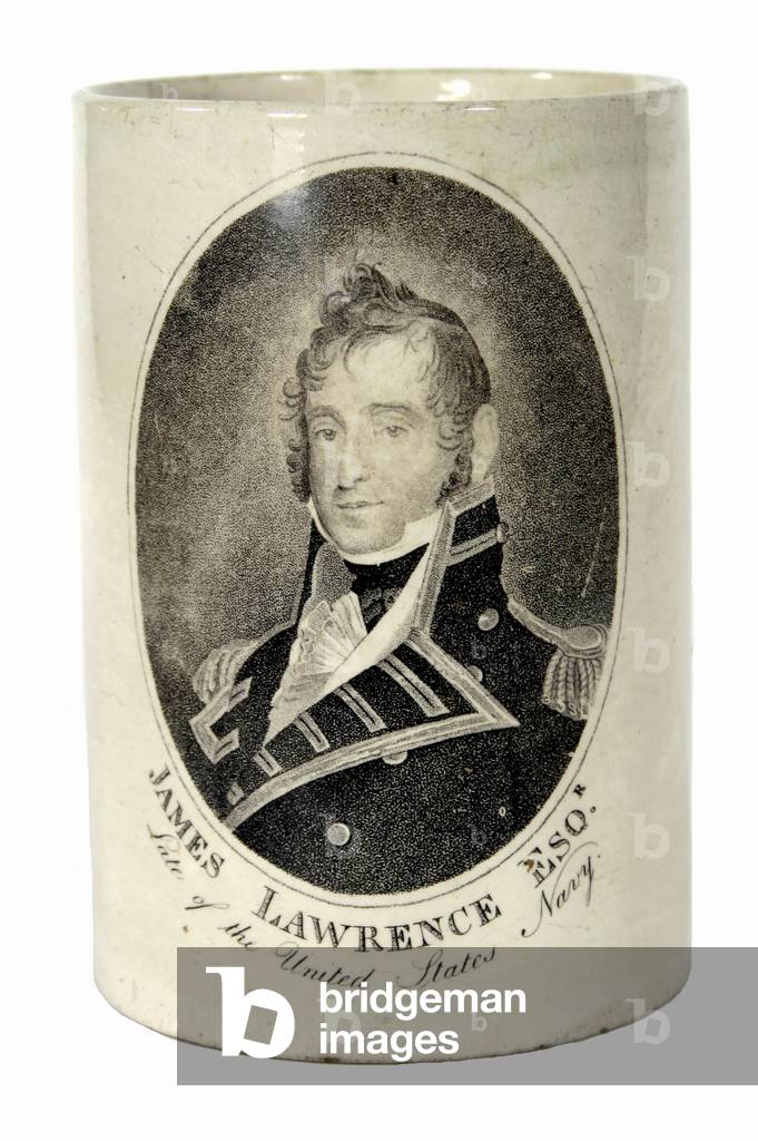 War of 1812/ Napoleonic era, Porcelain mug with image of Naval hero James Lawrence