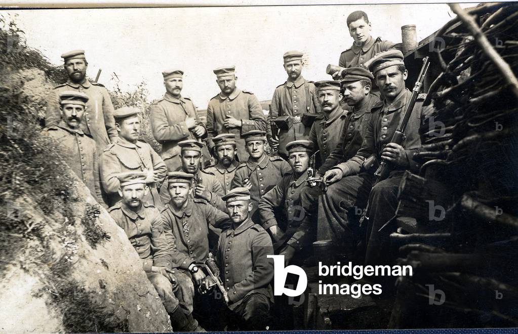 Germans in a trench armed with grenades