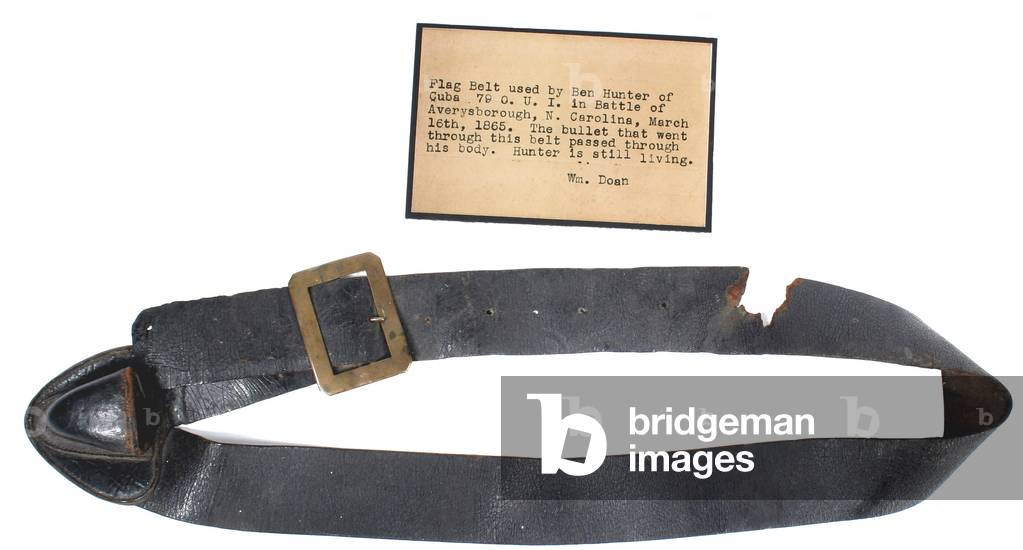 Flag belt and cup used by a color bearer of the 79th Ohio Volunteers