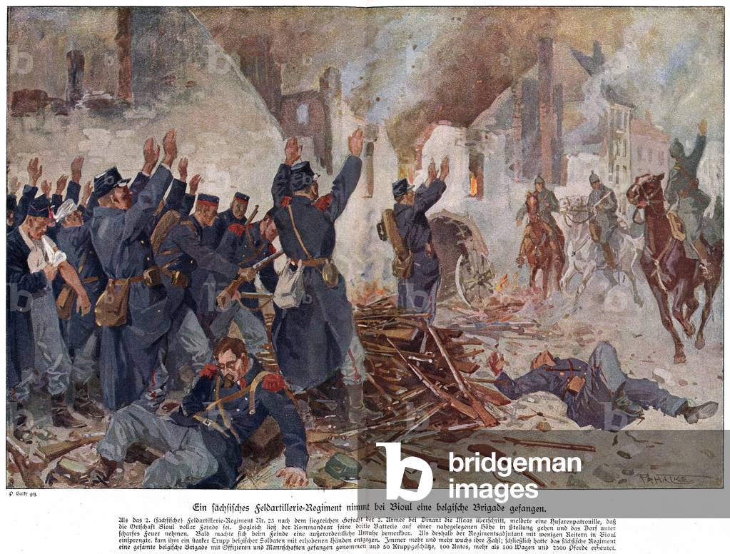 German Field Artillery Regiment Takes Belgian Brigade Prisoner at Bioul