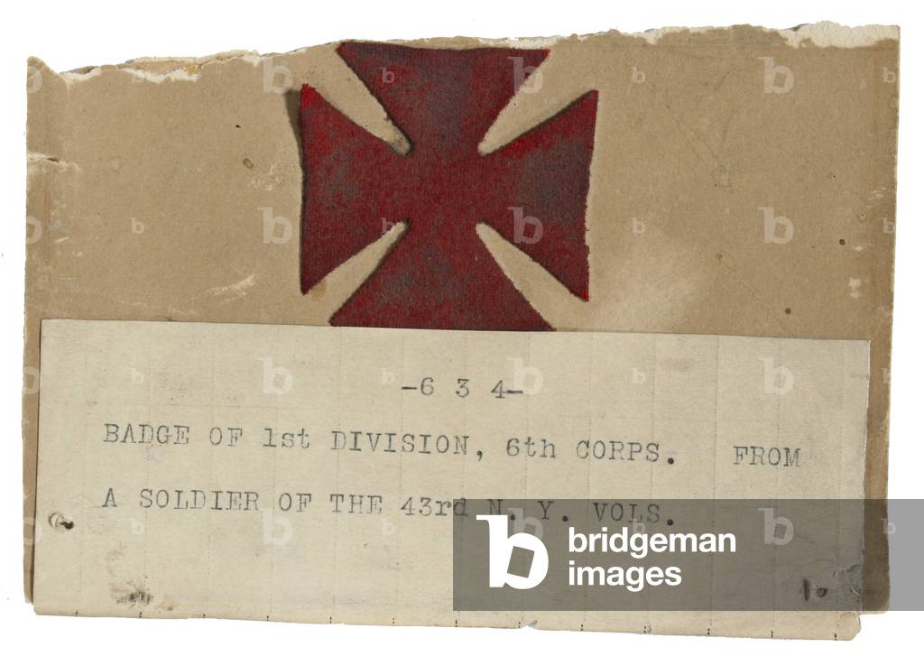 1st Division, 5th Army Corps badge worn by a soldier of the 43rd New York Volunteers. 
