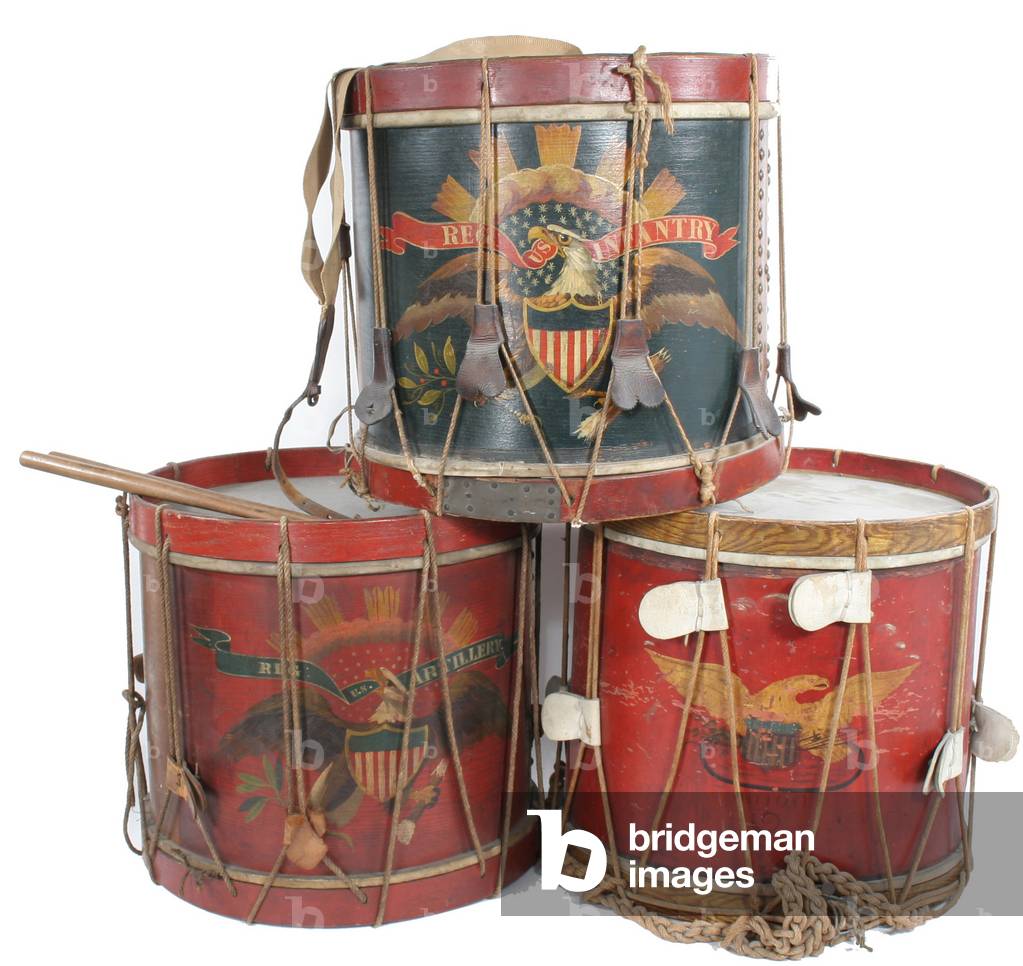Three Union Eagle decorated drums
