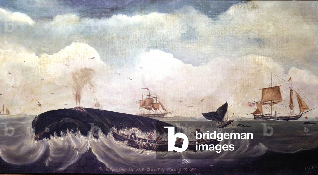 Whaling in the South Pacific (oil on canvas)