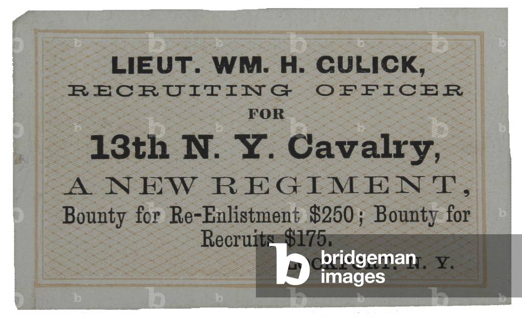 Recruiting Officers calling card from the 13th New York Cavalry