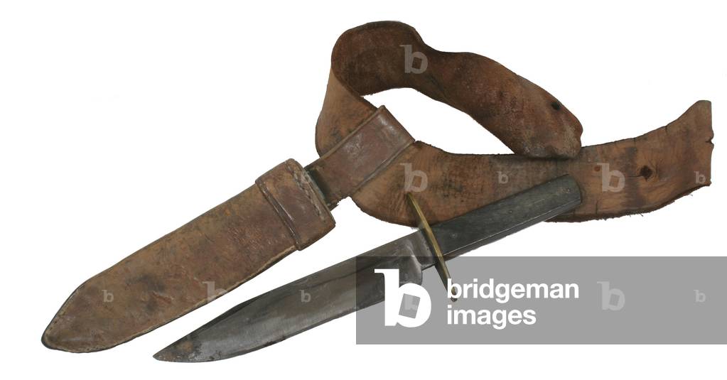 Confederate Bowie knife with waist belt