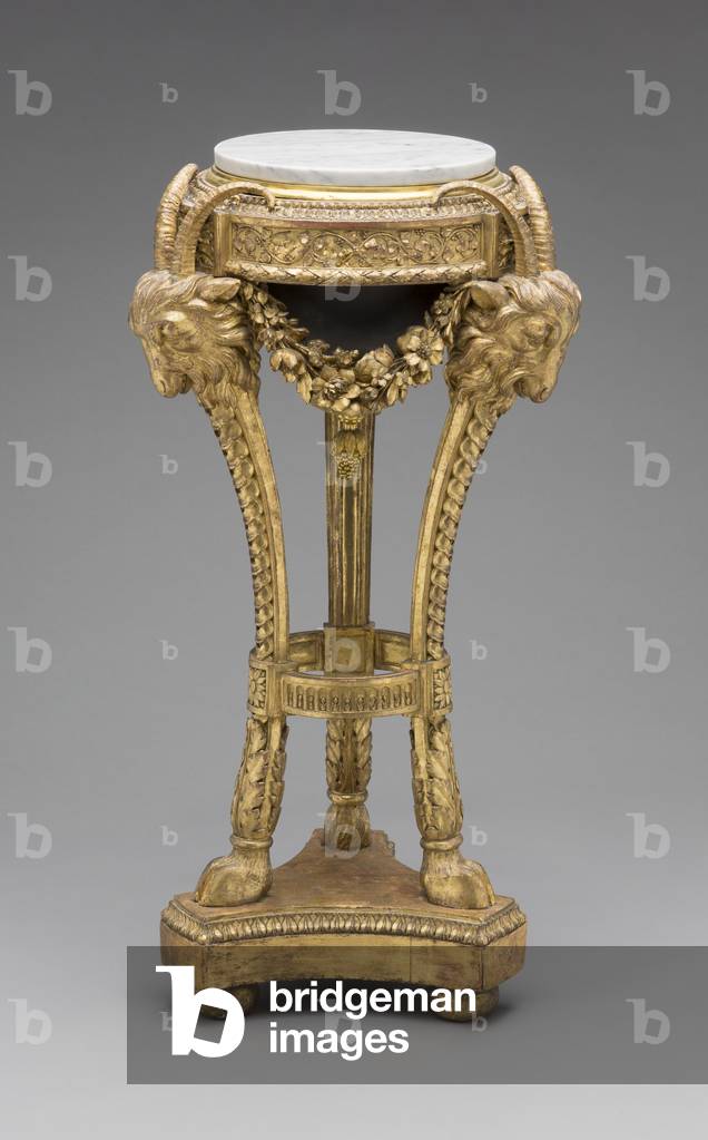 Jardiniere in the Form of an Athenienne, c. between 1775 and 1780 (gilded wood and gilt-bronze mounts with bronze bowls, marble top, and zinc liner)