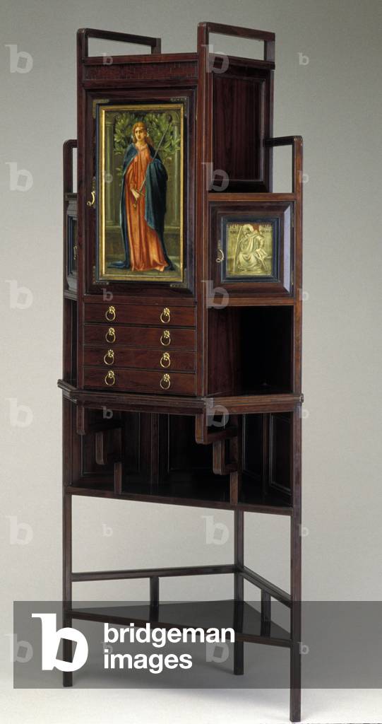 Corner Cabinet, 1873 (rosewood, painted panels, brass)