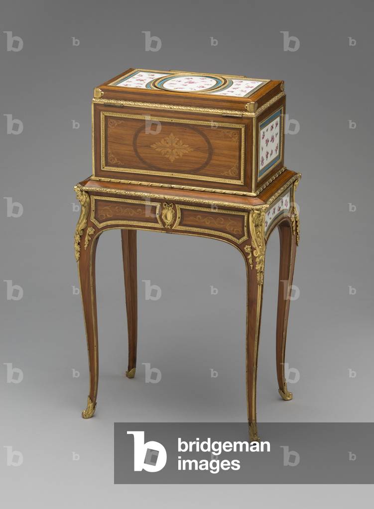 Jewel Coffer, c.1774 (oak carcass, veneered with tulipwood, holly, ebony, and amaranth, plaques of soft-paste porcelain, gilt-bronze mounts)