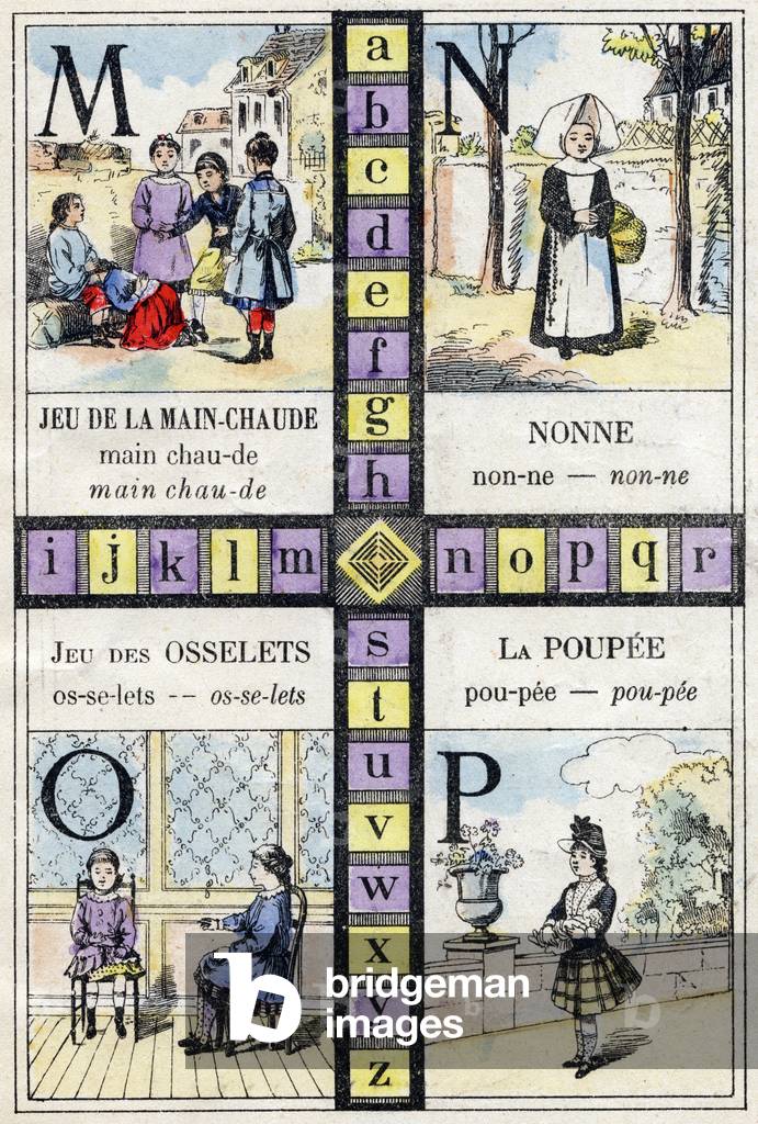 Immagine di Incisione "Alfabeto e Lettera M" 1875 di French School