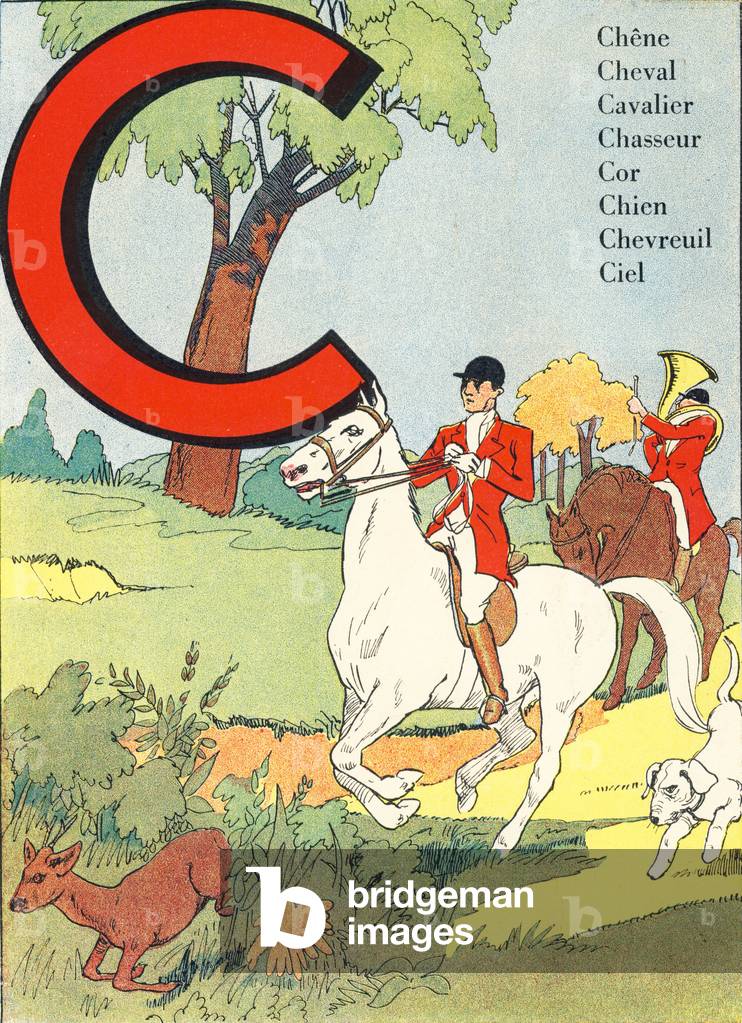 C: Oak, Horse, Rider, Hunter, Horn, Dog, Deer, Sky