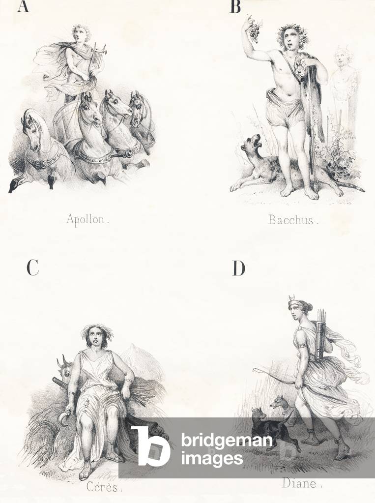 A B C D: Apollo, Bacchus, Ceres, Diana