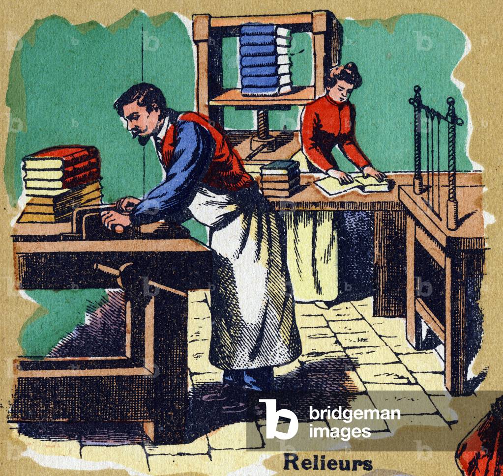 Binders . Illustrated alphabet. Imageries reunited in Jarville-Nancy, beginning of the 20th century. Dim: 40 x 29 cm. Lithography on a bistre background