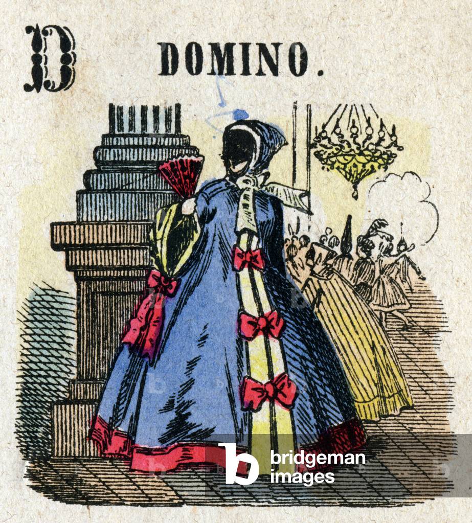 Abecedary. Letter D like Domino. Small encyclopedic alphabet, popular series. Epinal imaging, late 19th century
