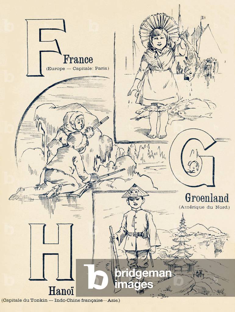 F G H : France , Groenland , Hanoi - ABC des deux mondes. Emile Guerin, editeur, Paris, vers 1900. Dimensions : 27,5 x 21,5 cm