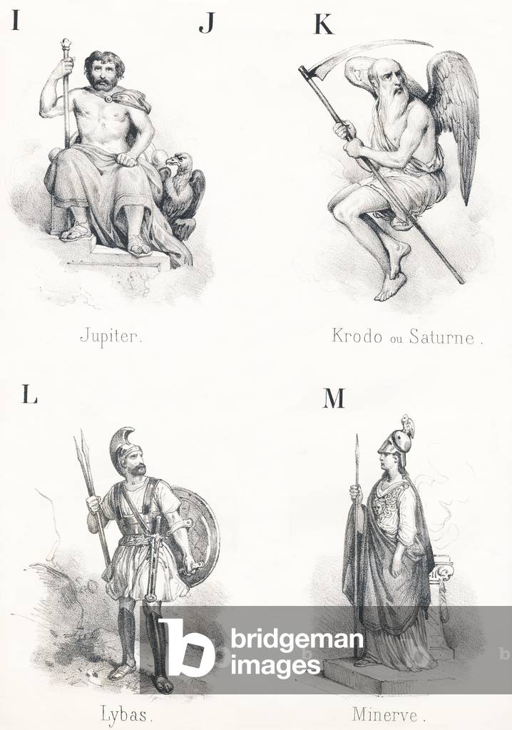 ; IJ K L M: Jupiter, Krodo, Lybas, Minerva
