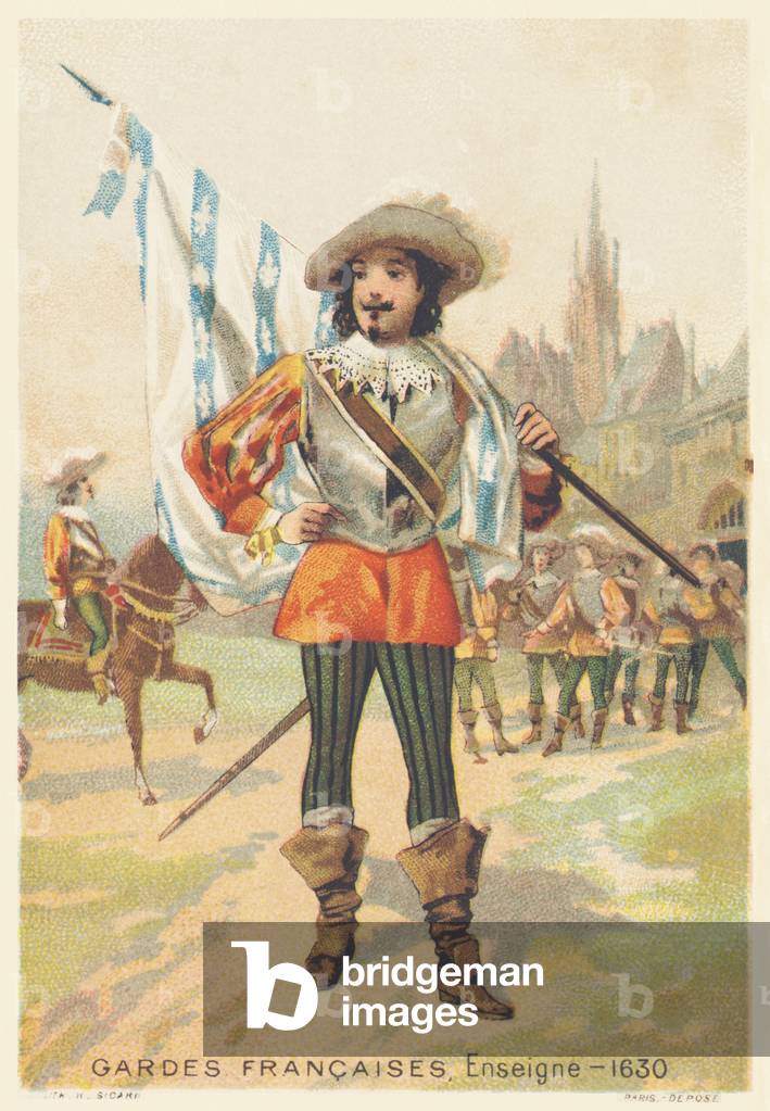 French Guards, Ensign in 1630 (Regiment d'infanterie de la Maison du Roi de France, created in 1563 and dissolved in 1789)